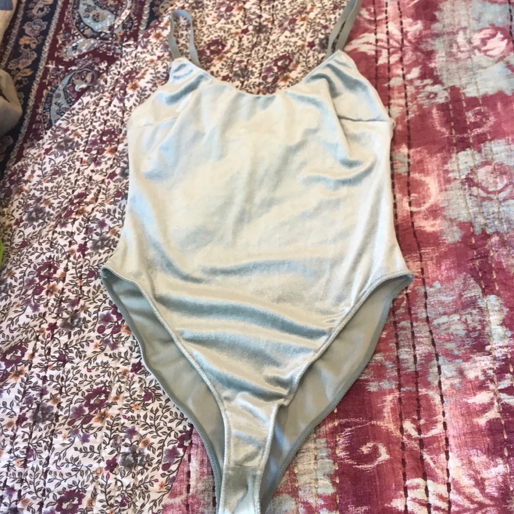 NWT BABY BLUE VELVET BODYSUIT